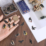 32Pcs 8 Style Alloy Enamel Pendants, Light Gold, Crow Charm, Mixed Color, 20x22.5x1.5mm, Hole: 1.6mm, 4pcs/style
