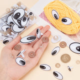 150 Sets 3 Styles Plastic Safety Eyes, with Gasket, for Crafts, Crochet Toy and Stuffed Animals, Oval, Black, 15.5~47x11.5~30.5x14.5~17mm, 50 sets/style