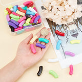 72Pcs 12 Colors Opaque Acrylic Beads, Curved Tube, Mixed Color, 36x13.5x11.5mm, Hole: 4mm, 6pcs/color