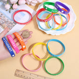 40Pcs 10 Colors Word Star Student Silicone Cord Bracelets Set Wristband, Mixed Color, Inner Diameter: 2-1/2 inch(6.3cm), 4Pcs/color