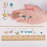 DIY Earring Making, with Glass Beads, Shell Beads, Gemstone Beads, Tibetan Silver Charms, 304 Stainless Steel Pendants and Brass Earring Hooks, Golden, 11x7x3cm