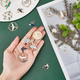 32Pcs 8 Style Alloy Enamel Pendants, Bird & Paper Crane & Flat Round & Ring, Mixed Color, 17~32x15~34x1.5~3mm, Hole: 1.5~1.8mm, 4pcs/style