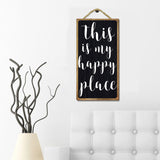 Wooden Hanging Plate,  Decoration Accessories, with Hemp Rope, Rectangle with Word, Black, 250x130x5mm