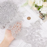 Sparkle Embroidery Flower Polyester Lace Trim, with Plastic Beads, for Costume Decoration, Silver, 9-1/8 inch(230mm)
