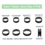 14pcs 7 size Unisex Titanium Steel Grooved Finger Ring Sets, Wide Band Rings, Electrophoresis Black, Inner Diameter: 16~22.1mm, Slot: 4mm, 2Pcs/size