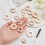 18Pcs 3 Style Alloy Grommet Eyelet Findings, Screw Together Grommet Ring, for Bag Making, Light Gold, 2.1~3x0.5~0.7cm, Hole: 10.5~16mm, 6pcs/style
