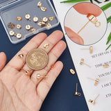 20Pcs Brass Stud Earring Findings, with Vertical Loops, with 20Pcs Ear Nuts, Flat Round, Golden, 9x6mm, Hole: 1.8mm, Pin: 0.8mm