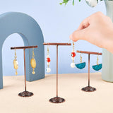 T Bar Iron Earring Displays Sets, Jewelry Display Rack, Jewelry Tree Stand, Red Copper, 90x60x35mm, 110x60x35mm, 125x60x35mm, 3pcs/set