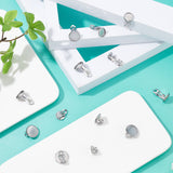 80Pcs 4 Styles 316 Stainless Steel Clip-on Earring Findings, Earring Settings, Flat Round, Stainless Steel Color, 15~16x10~16x8mm, Hole: 3mm, Tray: 8~14mm, 20pcs/style