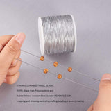 Round Elastic Cord, with Polyester Outside and Rubber Inside, Silver, 1mm, 100m/roll