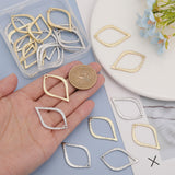 24Pcs 2 Styles Alloy Pendants, Leaf Charms, Platinum & Golden, 35x23~23.5x1.5mm, Hole: 1.5mm, 12pcs/style