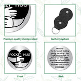 1Pc 304 Stainless Steel Commemorative Coins, Lucky Coins, with 1Pc PU Leather Cover, Heart Pattern, Coins: 30x1.8mm, Cover: 115x47x1.3mm