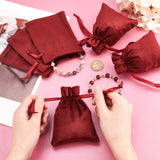 12Pcs Velvet Bags Drawstring Jewelry Pouches, Candy Pouches, for Wedding Shower Birthday Party, Dark Red, 12x9cm
