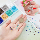 800Pcs 8 Colors 2-Hole Seed Beads, Czech Glass Beads, Mixed Color, 5x3.5x2.5~3mm, Hole: 0.5mm, 100Pcs/color