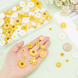 120Pcs 20 Styles Flatback Hair & Costume Accessories Ornaments Scrapbook Embellishments Resin Flower Daisy Cabochons, Mixed Color, 9~26x2.5~8mm, 6pcs/style