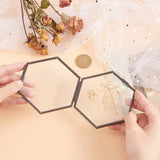 Hanging Geometric Hexagonal Glass & Brass Picture Photo Frame, for Dried Flower Plant Specimen Clip Display , Black, 100x101x8mm, Inner Diameter: 81x95mm