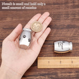 2Pcs 2 Style 316 Stainless Steel Pet Cinerary Casket, Column, with Cover, Paw Print, 40x30mm