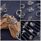 Adjustable Alloy Finger Rings, Adjustable Alloy Cuff Rings, Open Rings, Size 8, Antique Silver, 15pcs/set