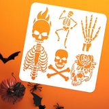 PET Hollow Out Drawing Painting Stencils, for DIY Scrapbook, Photo Album, Skull Pattern, 30x30cm