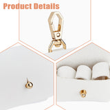 PU Imitation Leather Wedding Ring Pouch, Jewelry Storage Bags, with Light Gold Tone Snap Buttons, White, 4.35x7x4.4cm
