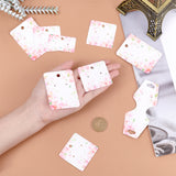 200 Pcs 4 Styles White Cardboard Display Cards, for Earring & Necklace, Square & Rectangle with Flower Pattern, Pink, 50pcs/style