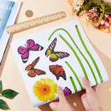 PVC Self Adhesive Wall Decorative Stickers, Sunflower Butterfly Waterproof Wall Decals for Wall Decorations, Colorful, 700x250x0.2mm, Sticker: 82~650x11~110mm
