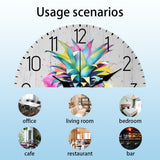MDF Printed Wall Clock, for Home Living Room Bedroom Decoration, Flat Round, Pineapple, 300mm