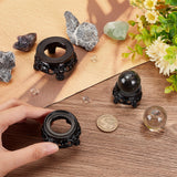 3Pcs 3 Style Resin Crystal Ball Display Pedestal, Carved Stump Crystal Spheare Holder, Black, 38~57.5x40~62x21~29.5mm, 1pc/style