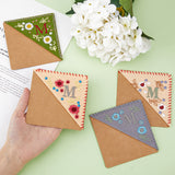 4Pcs 4 Styles Season Theme Non-woven Felt Embroidery Corner Bookmarks, Hand Embroidered Flower Bookmark, Triangle Corner Page Marker, for Book Reading Lovers Teachers, Square with Letter M, Mixed Color, 95~96x96~97x2mm, 1pc/style