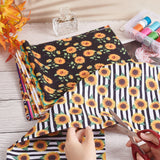 Sunflower Print Polycotton Fabric, for Patchwork, Sewing Tissue to Patchwork, Mixed Color, 50x40x0.02cm, 10pcs/set