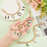 Iron Curb Chain Purse Chains, with Alloy Enamel Pendant, Panda/Bamboo Stick, Mixed Color, 20~30cm, 3 style, 1pc/style, 3pcs/box