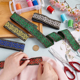 11.5M 5 Style Ethnic Style Polyester Ribbon, for Clothing Accessories, Flat with Floral Pattern, Mixed Color, 1-1/4 inch(33mm), 2.3m/style
