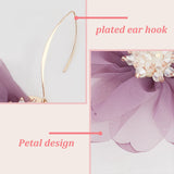 2 Pairs 2 Colors Lace Flower with Crystal Rhinestone Dangle Earrings, Light Gold Zinc Alloy Long Drop Earrings for Women, Mixed Color, 98mm, Pin: 0.8mm, 1 Pair/color