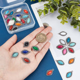 30Pcs 15 Colors Zinc Alloy Pendants, with Resin, Horse Eye, Mixed Color, 23.5x14.5x5.5mm, Hole: 1.8mm, 2pcs/color