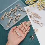 12pcs 6 styles Zinc Alloy Rhinestone Shoe Buckles, Shoe Tags, Shoelaces Decoration Clips, Light Gold, 70~80x18~26.5x2.8~8mm, Hole: 14.5~17x12mm, 2pcs/style