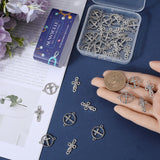 40Pcs 2 Styles Religion Alloy Crystal Rhinestone Connector Charms, Cross & Ring Links, Platinum, 16~21x11~21x2~3mm, Hole: 1~1.6mm, 20pcs/style