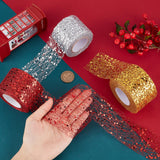 3 Rolls 3 Colors Glitter Sequin Deco Mesh Ribbons, Tulle Fabric, Tulle Roll Spool Fabric For Skirt Making, Mixed Color, 2 inch(50.5mm), 10 yards/roll(9.14m/roll), 1 roll/color