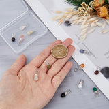 12Pcs 12 Styles Natural Mixed Gemstone Faceted Teardrop Charms, Platinum Plated Copper Wire Wrapped Charms with Brass Jump Ring, 15x6mm, Hole: 3.5mm, 1pc/style