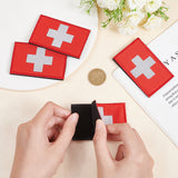 Reflective First Aid Cross Patches, Medical Hoop & Loop Badge, Rectangle, Red, 50x80x3.5mm