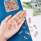 50Pcs 5 Style Alloy Rhinestone connector Charms, with Firebrick Enamel, Mixed Infinity, Light Gold, 22.5~34x8~13x2.5~4mm, Hole: 1.5~2mm, 10pcs/style