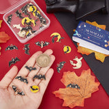 36Pcs 6 Style Alloy Enamel Charms, Golden, Bat, Mixed Color, 13.5~25x16~29x1.5~3.8mm, Hole: 1.5~2mm, 6pcs/style