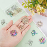 12Pcs 6 Style 304 Stainless Steel Pendants,  Flower, Mixed Color, 27.5~28x25x1.5mm, Hole: 1.4mm, 2pcs/style