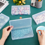 PP Plastic Bead Storage Containers, Dustproof Case with Hinged Lid, for Mask Storage, Rectangle, Clear, 19.2x10.2x4cm