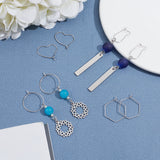 720Pcs 7 Style 304 Stainless Steel Hoop Earring Findings, Kidney Ear Wire, Rings, Mixed Color, 7style/box