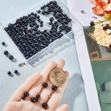 200 Sets 2 Style ABS Plastic Imitation Pearl Rivet Studs, with Iron Findings, Black, 6~8mm, Finding: 4x5mm, 100 sets/style