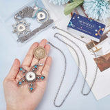DIY Ocean Theme Snap Necklace Making Kit, Including Helm & Starfish & Fishtail Alloy Hang Snap Base Big Pendants, 304 Stainless Steel Cable Chains Necklaces, Mixed Color, 6Pcs/box