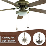 4Pcs 2 Styles Tibetan Style Alloy Ceiling Fan Pull Chain Extenders, with Iron Ball Chain, Anchor & Helm, Ocean Theme, Antique Bronze, 347~353mm, 2pcs/style