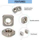 220Pcs 304 Stainless Steel Nuts, Square M3 Nut, Stainless Steel Color, 5.4x5.4x2.3mm, Hole: 2.5mm