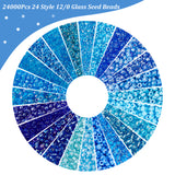 24000Pcs 24 Style 12/0 Glass Seed Beads, Round, Mixed Color, 2~2.5x1.5~2mm, Hole: 0.8~1mm, 1000pcs/style