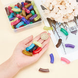 72Pcs 12 Colors Acrylic Beads, Imitation Gemstone, Tube, Mixed Color, 34.5~36x13~13.5x11~11.5mm, Hole: 3.5~4mm, 6pcs/color